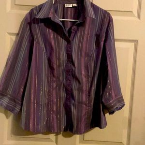 EUC Cato Purple Sparkly Fitted Blouse, Sz 18/20W